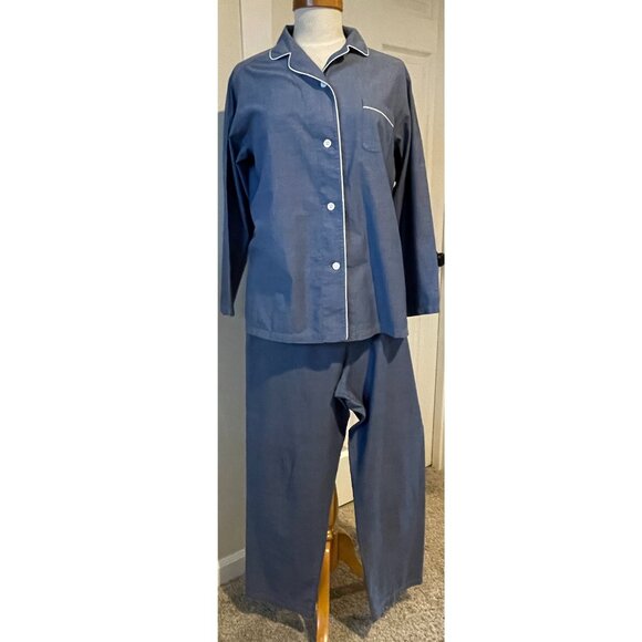 Muji Pajama Set Blue with White Piping Size M - Picture 1 of 15